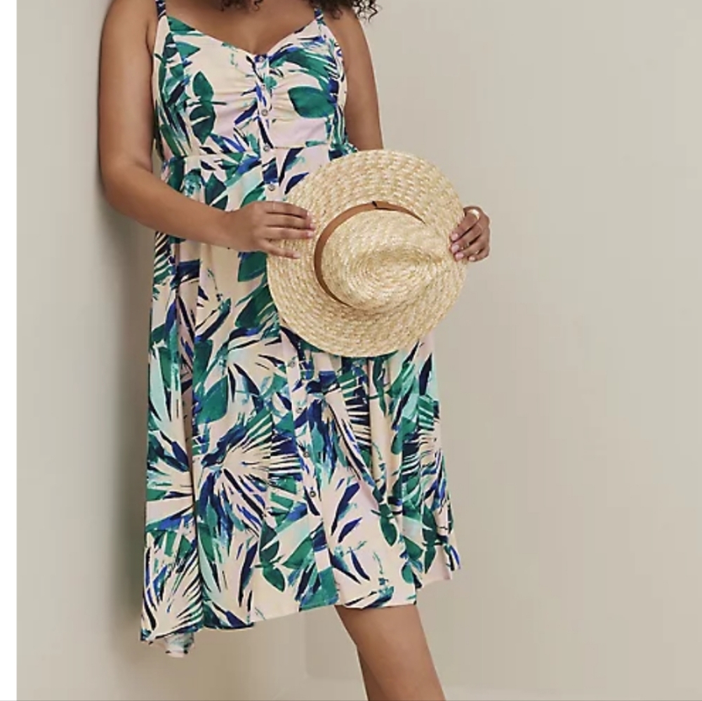TORRID MIDI PALM LEAVES CHALLIS DRESS